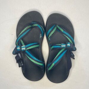 Chaco Strappy Blue Green Hiking Outdoor Summer Sandals Size Womens US 8